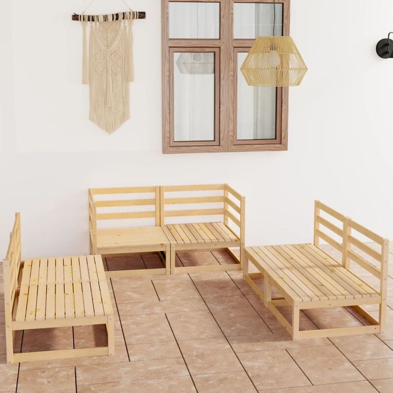 

Juego de muebles de jardín 6 piezas madera pino maciza