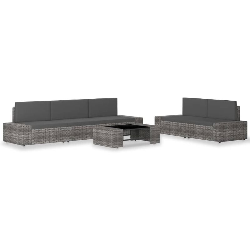 

Juego de muebles de jardín 6 piezas ratán sintético gris