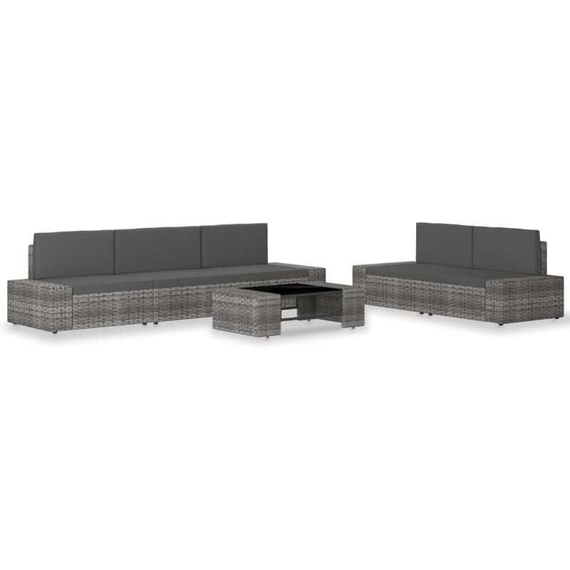 

vidaXL Juego de muebles de jardín 6 piezas ratán sintético gris - Gris