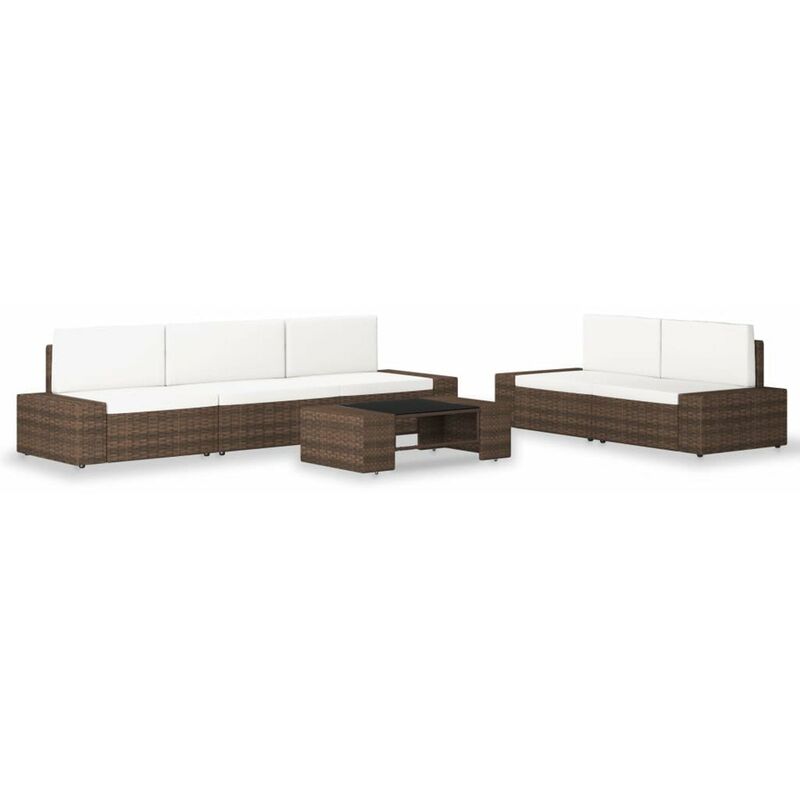 

Happyshopping - Juego de muebles de jardin 6 piezas ratan sintetico marron
