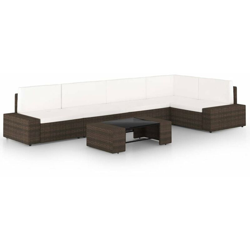 

Juego de muebles de jardin 6 piezas ratan sintetico marron