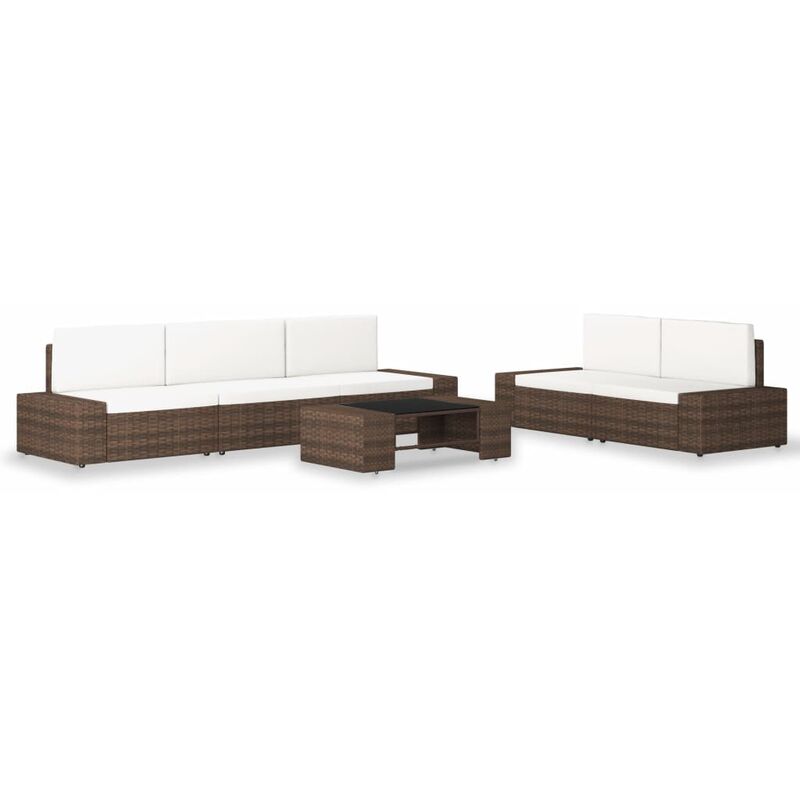 

Juego de muebles de jardín 6 piezas ratán sintético marrón