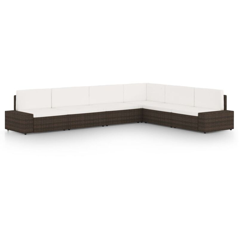 

Juego de muebles de jardín 6 piezas ratán sintético marrón