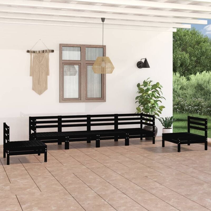 

Juego de muebles de jardín 6 pzas madera de pino maciza negro
