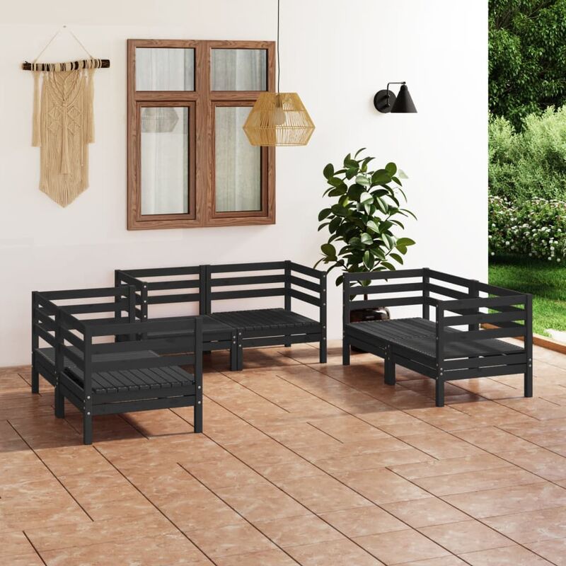 

Juego de muebles de jardín 6 pzas madera de pino maciza negro