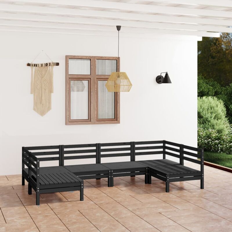 

Juego de muebles de jardín 6 pzas madera de pino maciza negro