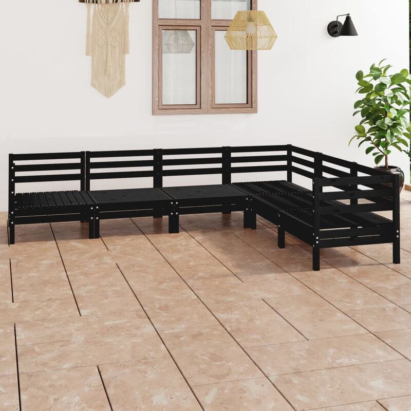 

Juego de muebles de jardín 6 pzas madera de pino maciza negro