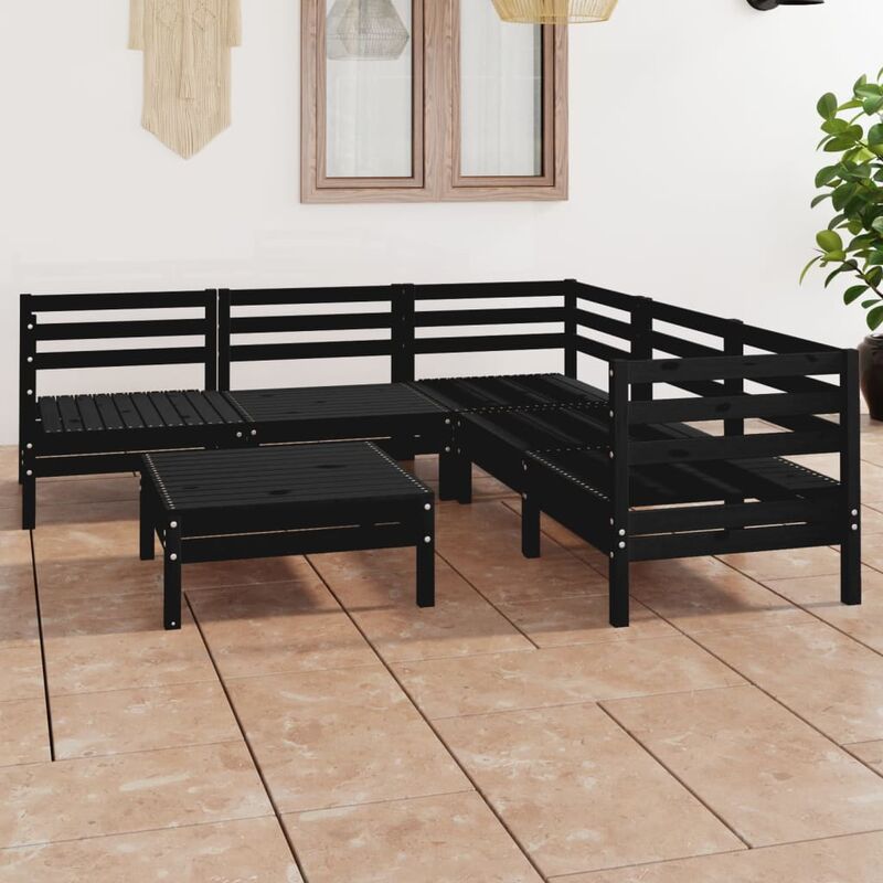 

Juego de muebles de jardín 6 pzas madera de pino maciza negro
