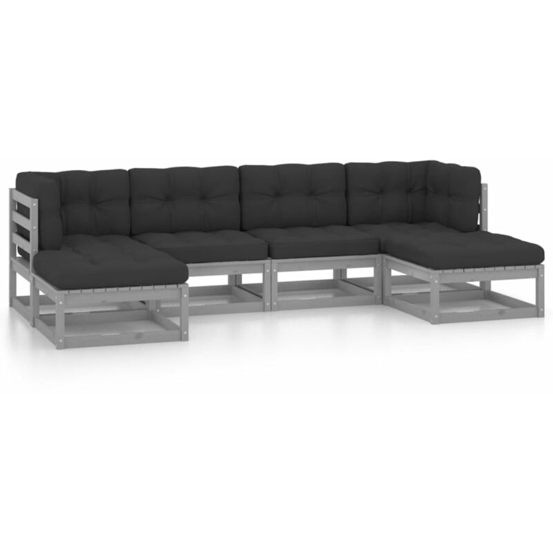 

Juego de muebles de jardín 6 pzas y cojines madera maciza pino