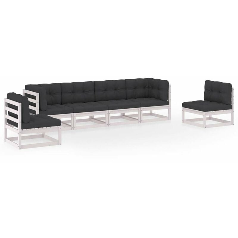 

Juego de muebles de jardin 6 pzas y cojines madera pino maciza