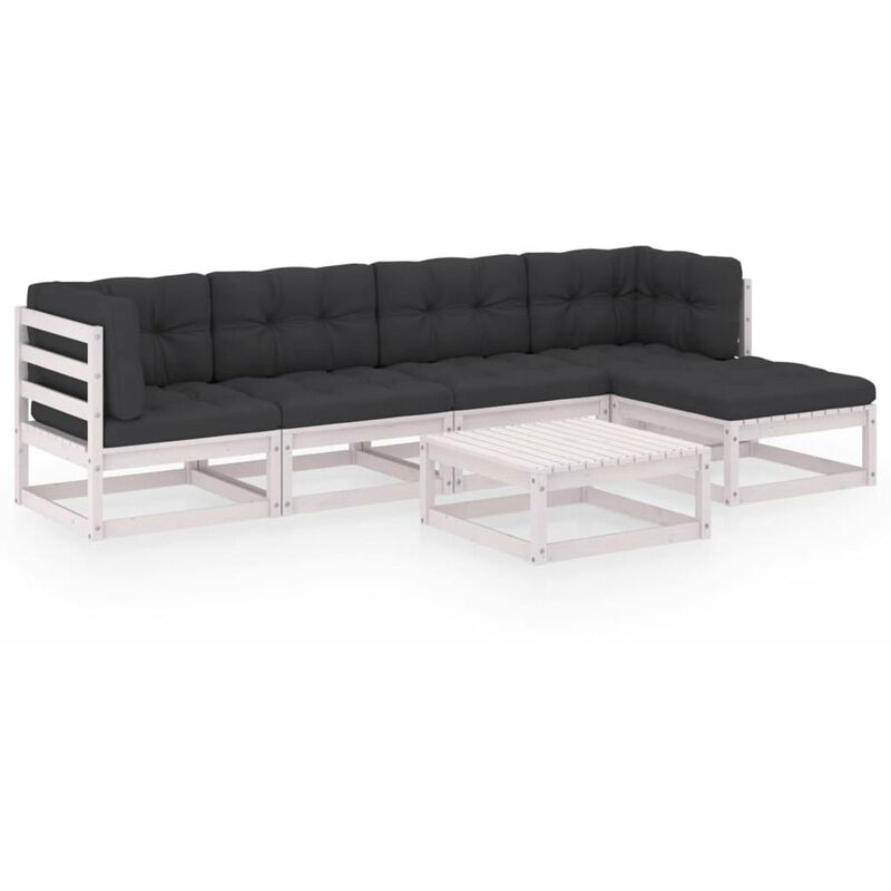 

Juego de muebles de jardin 6 pzas y cojines madera pino maciza