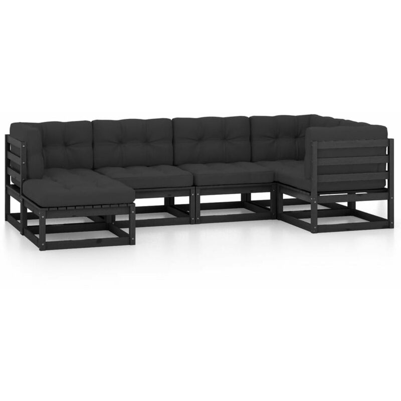 

Juego de muebles de jardin 6 pzas y cojines madera pino maciza