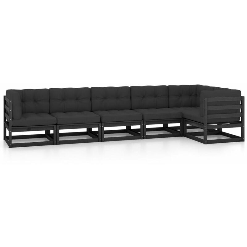 

Happyshopping - Juego de muebles de jardin 6 pzas y cojines madera pino maciza