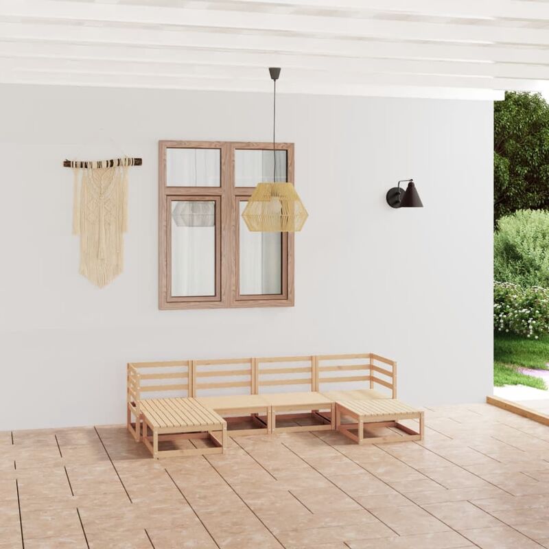 

Juego de muebles de jardín 6 pzas y cojines madera pino maciza