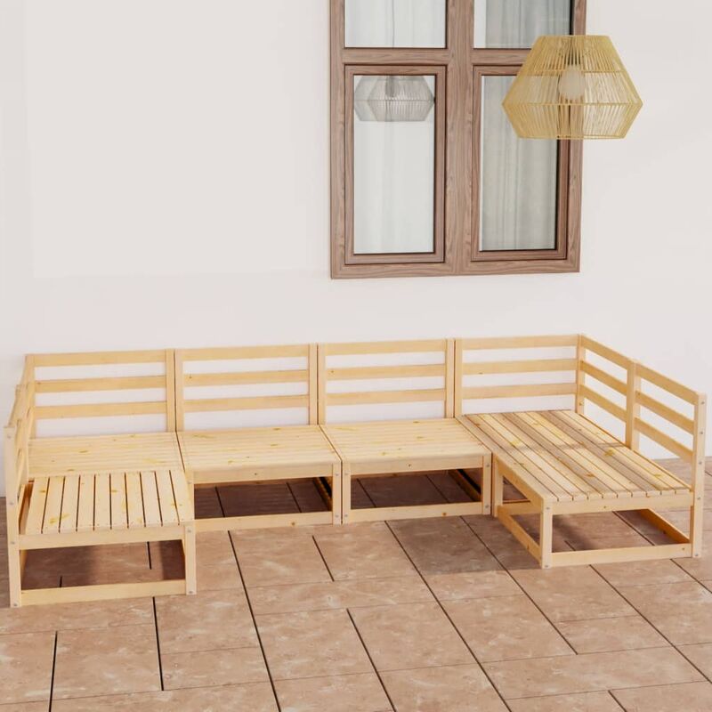 

Juego de muebles de jardín 6 pzas y cojines madera pino maciza