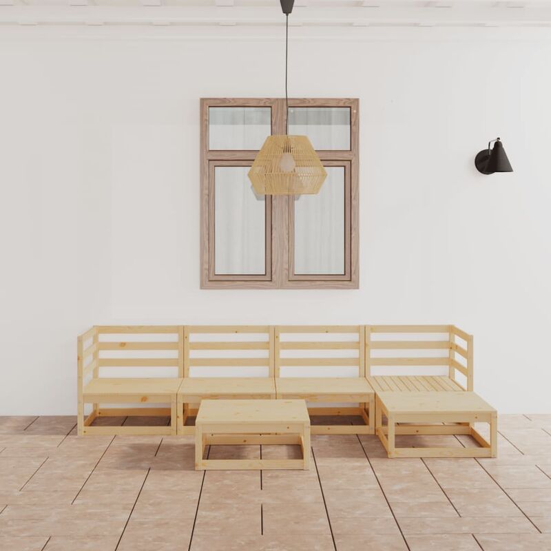 

Juego de muebles de jardín 6 pzas y cojines madera pino maciza