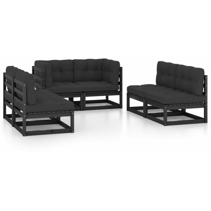 

Juego de muebles de jardín 6 pzas y cojines madera pino maciza