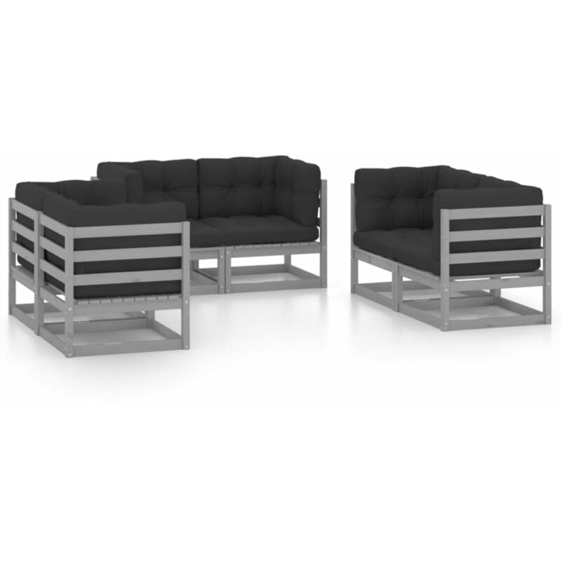 

Juego de muebles de jardín 6 pzas y cojines madera pino maciza