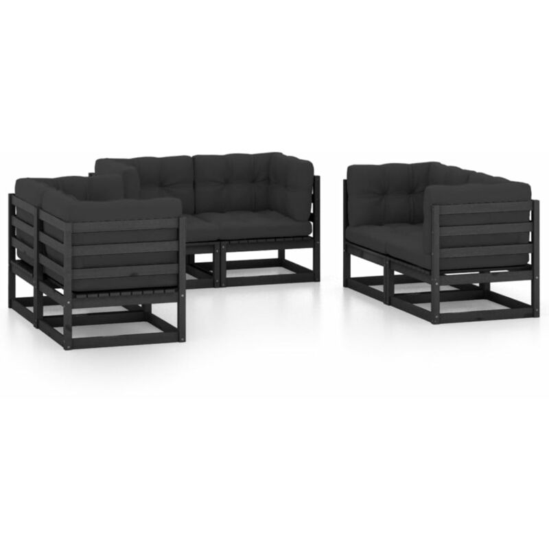 

Juego de muebles de jardín 6 pzas y cojines madera pino maciza