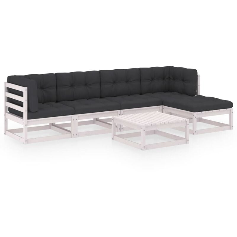 

Juego de muebles de jardín 6 pzas y cojines madera pino maciza