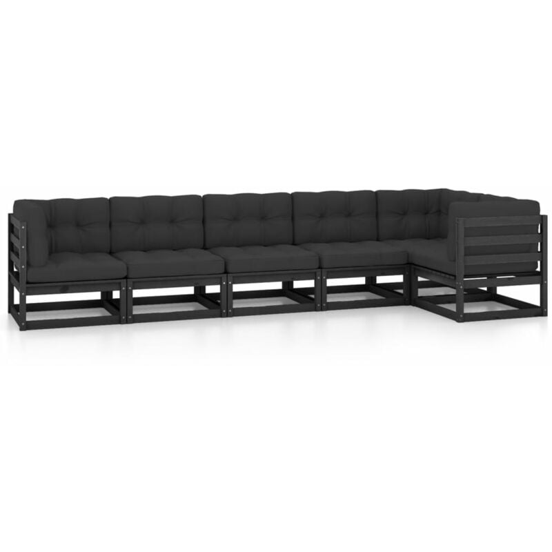 

Juego de muebles de jardín 6 pzas y cojines madera pino maciza