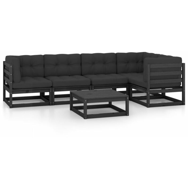 

Juego de muebles de jardín 6 pzas y cojines madera pino maciza