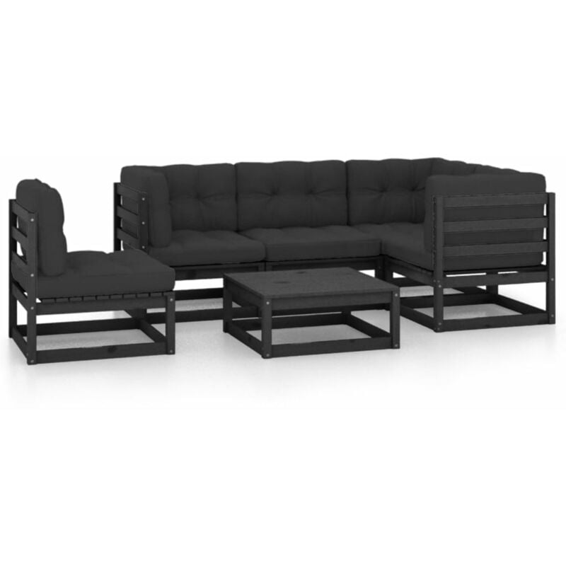 

Juego de muebles de jardín 6 pzas y cojines madera pino maciza