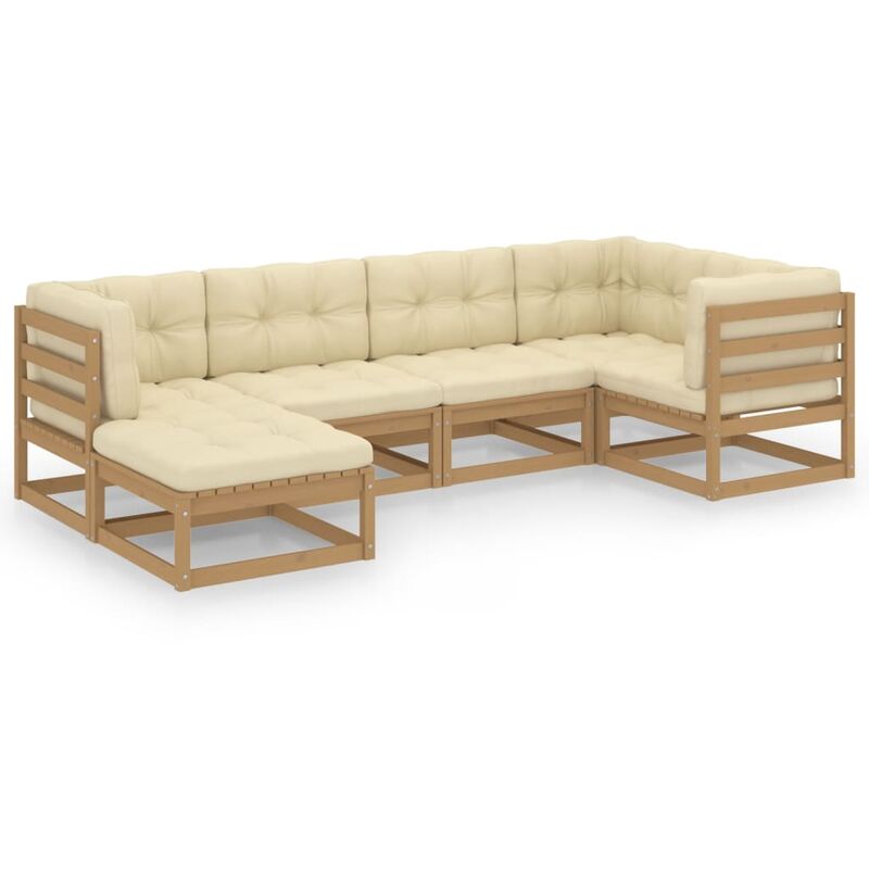 

Juego de muebles de jardín 6 pzas y cojines madera pino maciza
