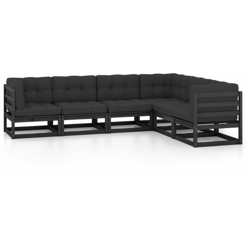

Juego de muebles de jardín 6 pzas y cojines madera pino maciza
