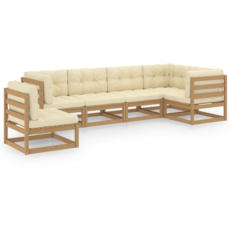

Juego de muebles de jardín 6 pzas y cojines madera pino maciza