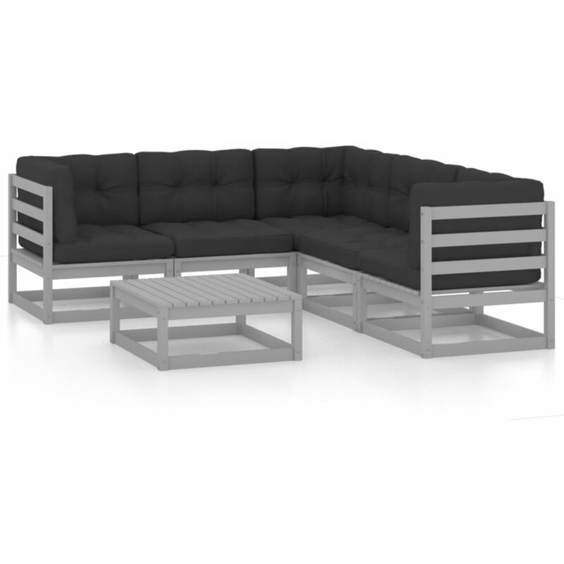

Juego de muebles de jardín 6 pzas y cojines madera pino maciza
