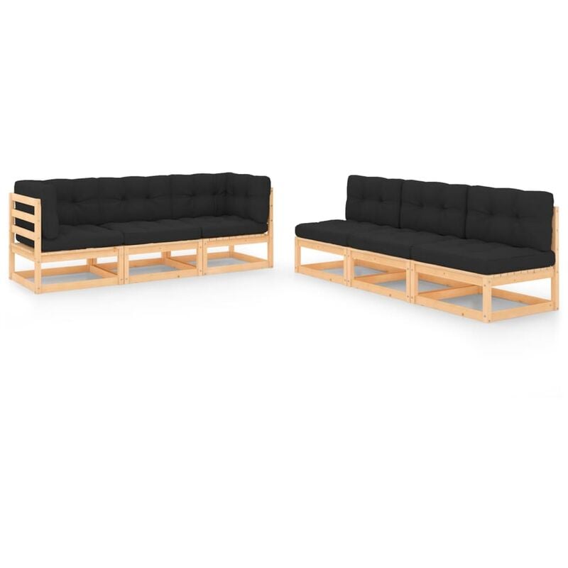 

Juego de muebles de jardín 6 pzas y cojines madera pino maciza