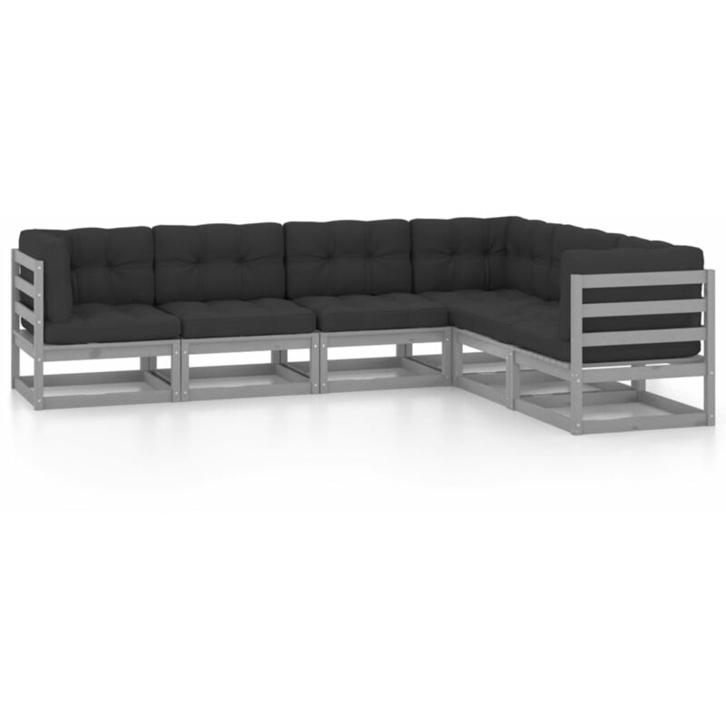 

Juego de muebles de jardín 6 pzas y cojines madera pino maciza