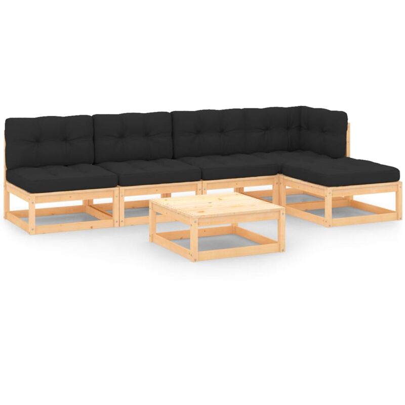 

Juego de muebles de jardín 6 pzas y cojines madera pino maciza