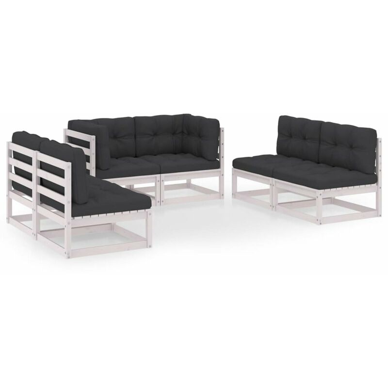 

Juego de muebles de jardin 6 pzas y cojines pino maciza