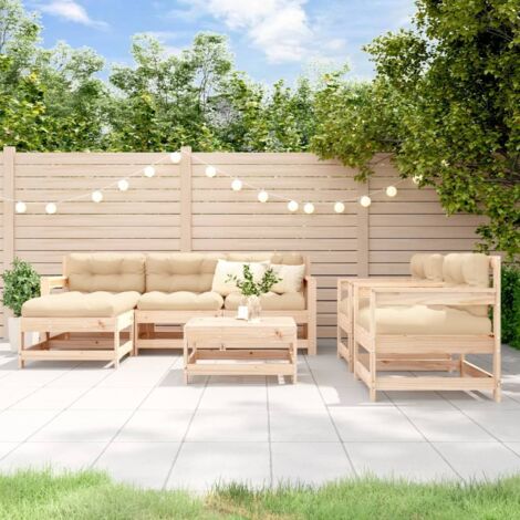 Juego de muebles de jardín 7 piezas madera maciza de pino vidaXL