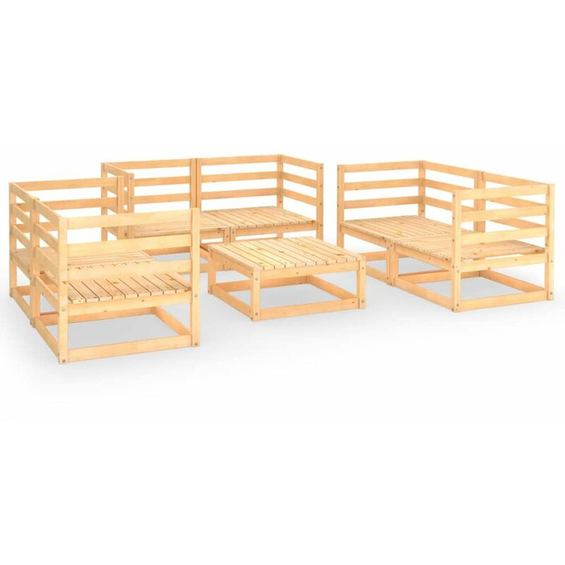 

Juego de muebles de jardin 7 piezas madera pino maciza