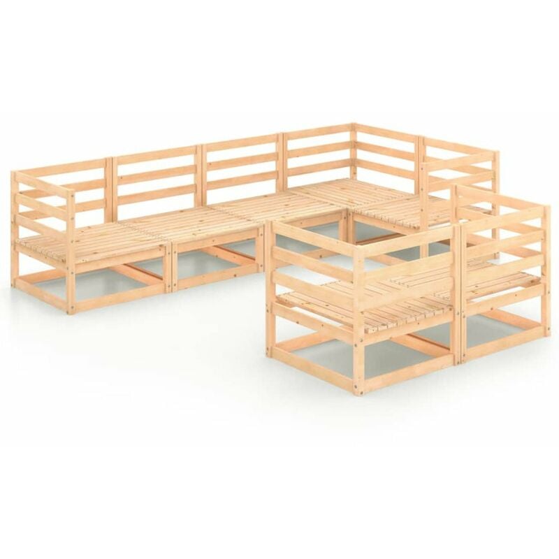 

Juego de muebles de jardin 7 piezas madera pino maciza