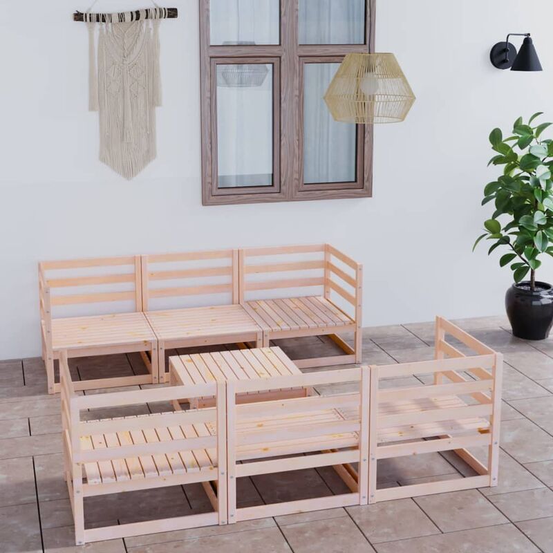 

Juego de muebles de jardín 7 piezas madera pino maciza