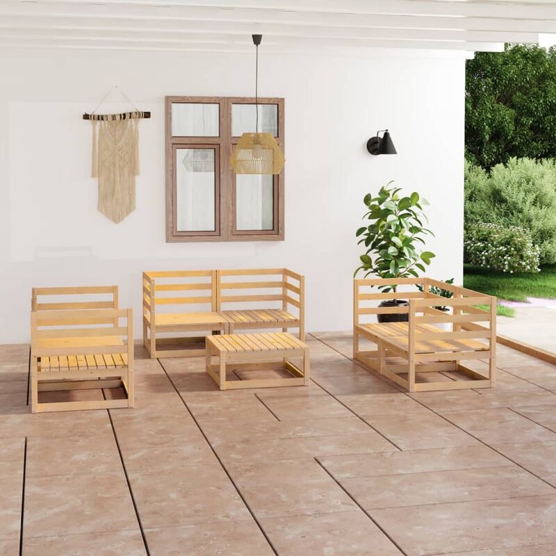 

Juego de muebles de jardín 7 piezas madera pino maciza