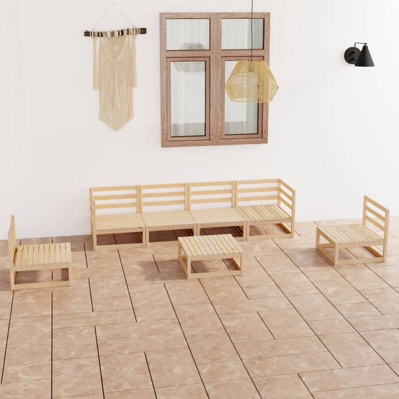 

Juego de muebles de jardín 7 piezas madera pino maciza