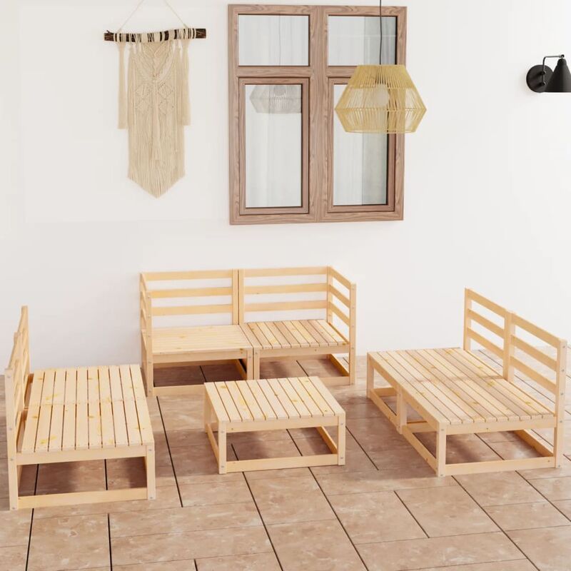 

Juego de muebles de jardín 7 piezas madera pino maciza
