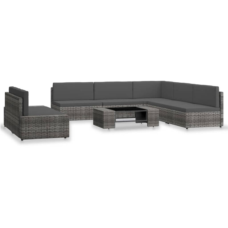 

Juego de muebles de jardin 7 piezas ratan sintetico gris