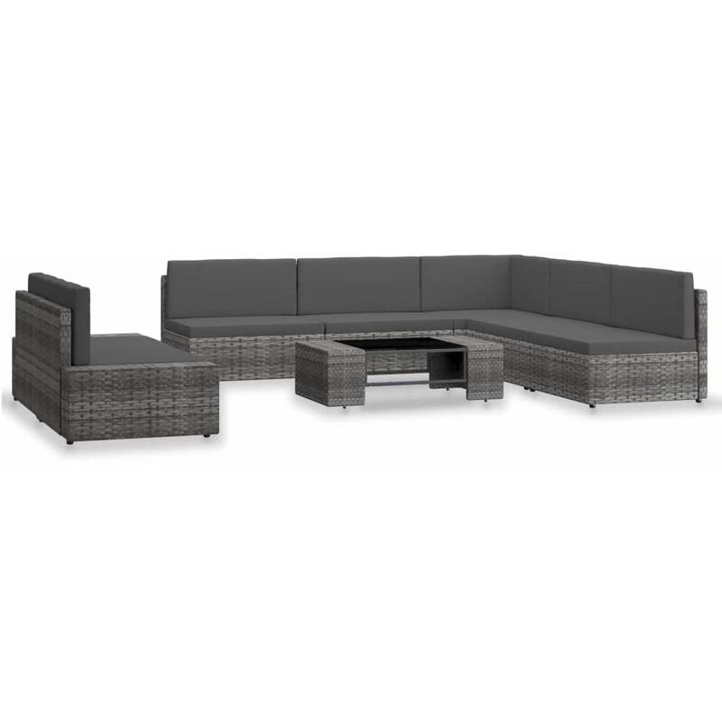 

Juego de muebles de jardín 7 piezas ratán sintético gris