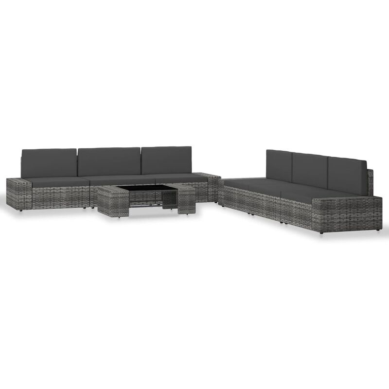 

Juego de muebles de jardín 7 piezas ratán sintético gris - Gris - Vidaxl