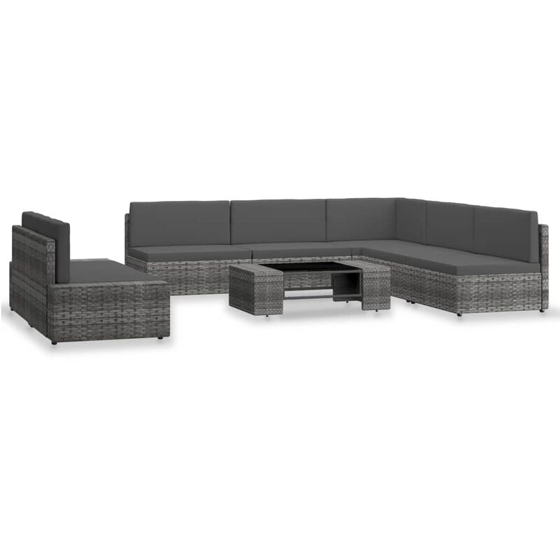 

Juego de muebles de jardín 7 piezas ratán sintético gris - Gris - Vidaxl