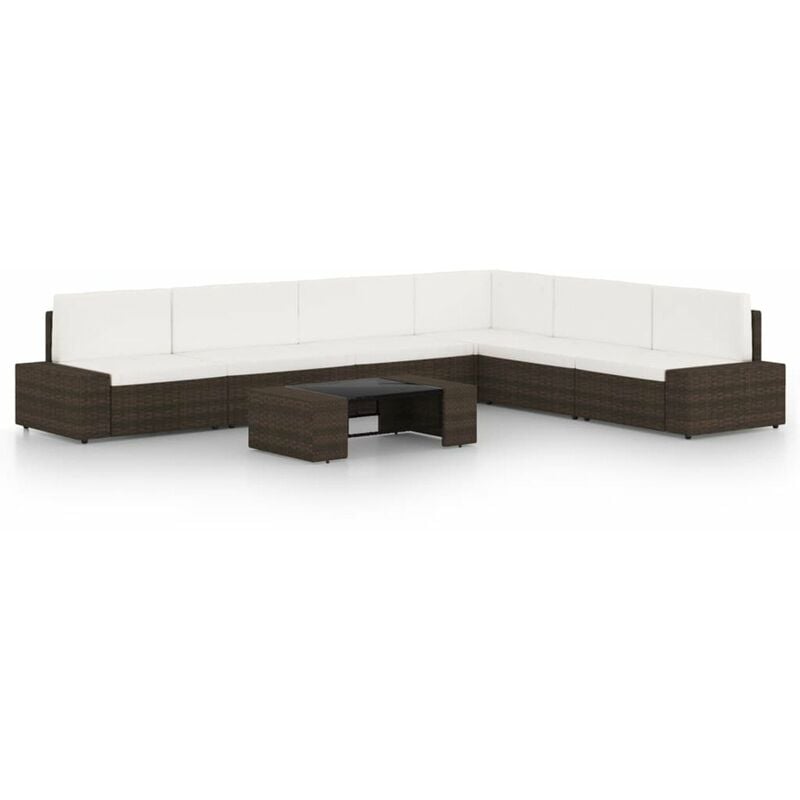 

Juego de muebles de jardin 7 piezas ratan sintetico marron