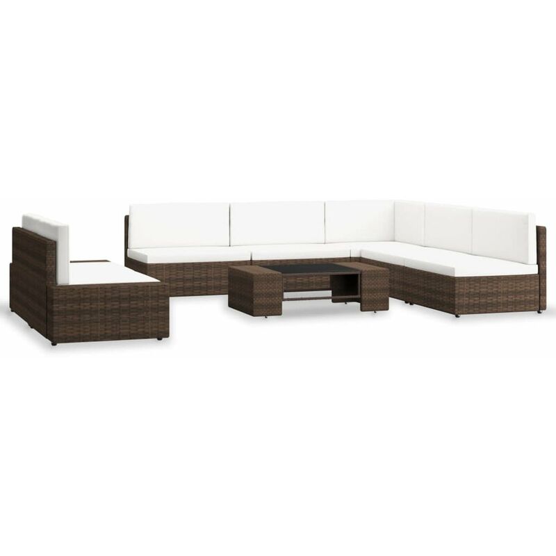

Juego de muebles de jardin 7 piezas ratan sintetico marron