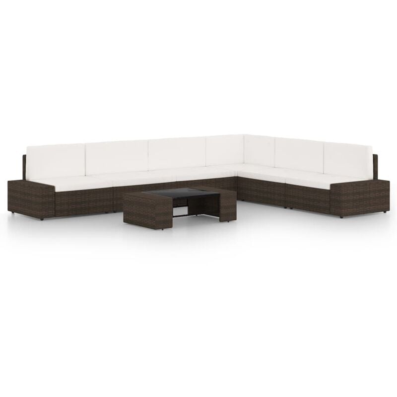 

Juego de muebles de jardín 7 piezas ratán sintético marrón