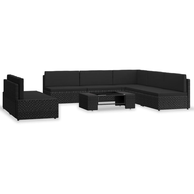 

Juego de muebles de jardín 7 piezas ratán sintético negro